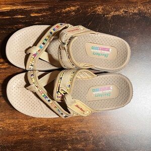 Skechers Tan Sandals with Multicolor Straps
